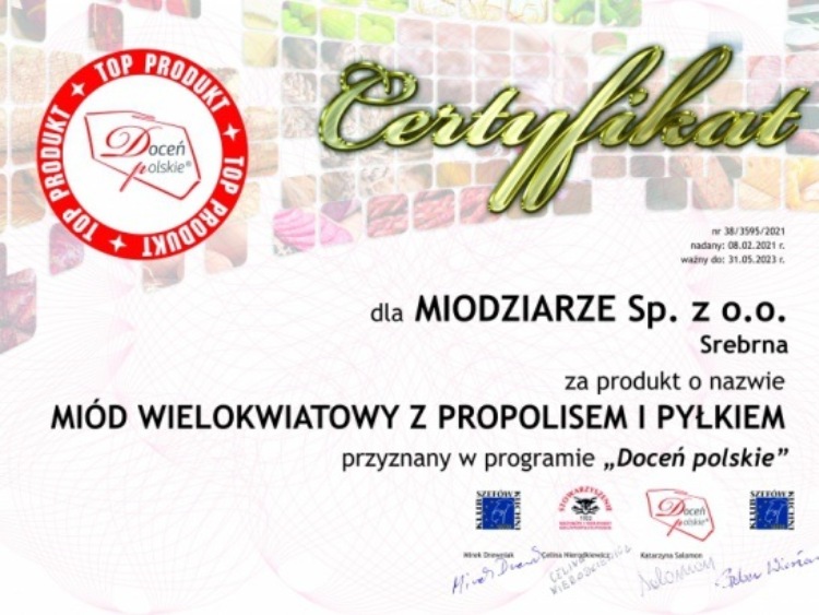 Pasieki Sadowskich z certyfikatem "Doceń polskie"